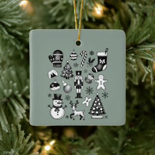 Kerstmis vintage 90s collage retro Kerstmis Keramisch Ornament