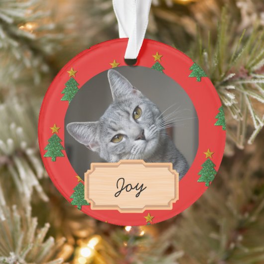 Kerstmis vintage aangepaste kat Foto Ornament (Boom)
