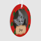 Kerstmis vintage aangepaste kat Foto Ornament (voorkant)