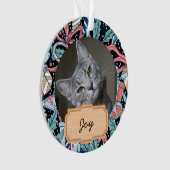 Kerstmis vintage aangepaste kat Foto Ornament (voorkant)
