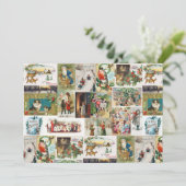 Kerstmis Vintage Antieke Collage Feestdagenkaart (Staand voorkant)