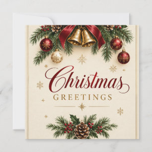 Kerstmis Vintage Bel Kerststijl met Dennentak Kaart