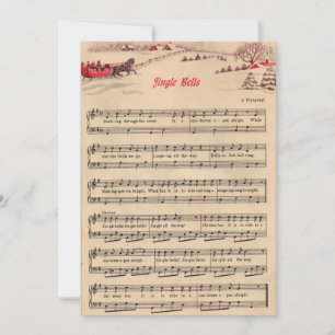 Kerstmis, Vintage Bladmuziek, Jingle Bells Feestdagenkaart