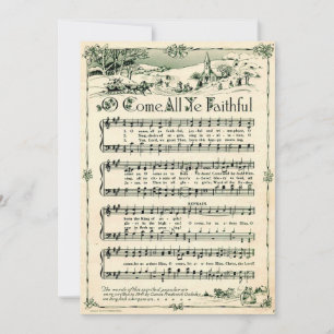 Kerstmis, Vintage Bladmuziek, Op Maat Feestdagenkaart