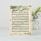 Kerstmis, Vintage Bladmuziek, Op Maat Feestdagenkaart (Staand voorkant)