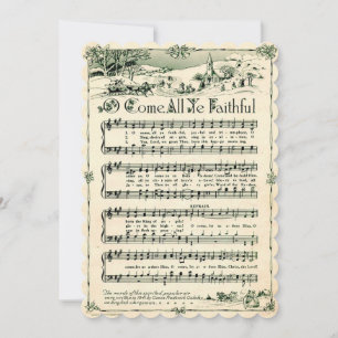 Kerstmis, Vintage Bladmuziek, Op Maat Feestdagenkaart