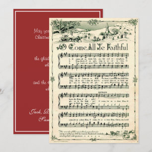 Kerstmis Vintage Bladmuziek Sneeuwvlokken Feestdagenkaart