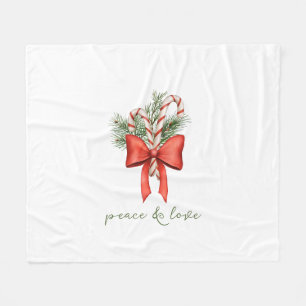 Kerstmis Vintage Candy Cane Boog Vrede foto Fleece Deken