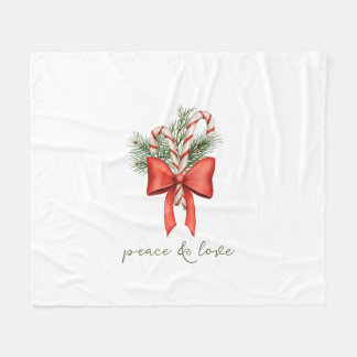 Kerstmis Vintage Candy Cane Boog Vrede foto Fleece Deken