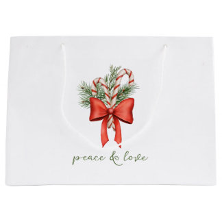 Kerstmis Vintage Candy Cane Boog Vrede foto Groot Cadeauzakje