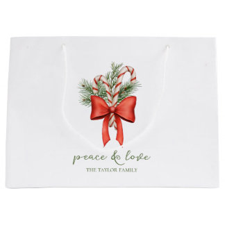 Kerstmis Vintage Candy Cane Boog Vrede foto Groot Cadeauzakje