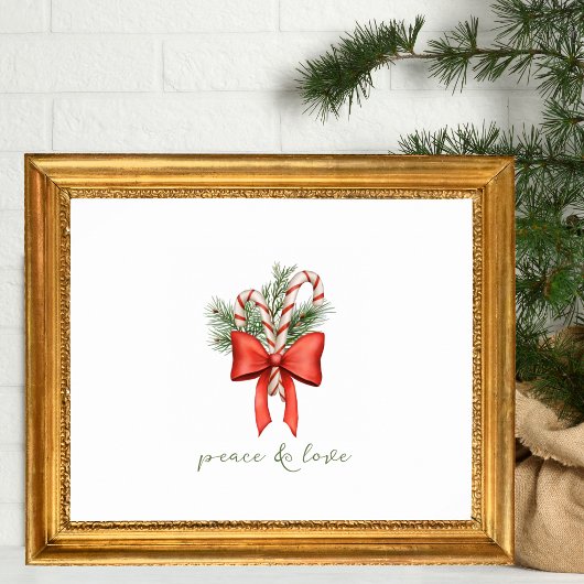 Kerstmis Vintage Candy Cane Boog Vrede foto Poster