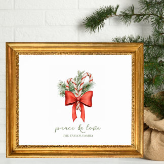 Kerstmis Vintage Candy Cane Boog Vrede foto Poster