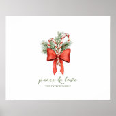 Kerstmis Vintage Candy Cane Boog Vrede foto Poster (Voorkant)