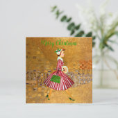 Kerstmis Vintage Dame Goud (Staand voorkant)