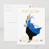 Kerstmis vintage dame vrolijk kerstfeest briefkaart (Voorkant / Achterkant)