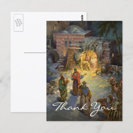 Kerstmis Vintage Dank Je Briefkaart (Voorkant / Achterkant)