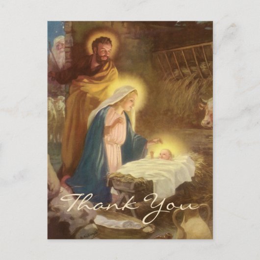 Kerstmis Vintage Dank Je Briefkaart (Voorkant)