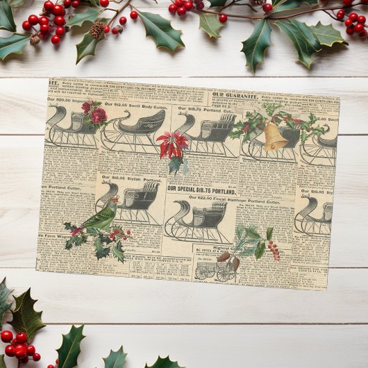 Kerstmis Vintage Decoupage Krant magazine slee Tissuepapier