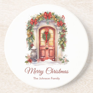 Kerstmis Vintage Deur Coaster Zandsteen Onderzetter