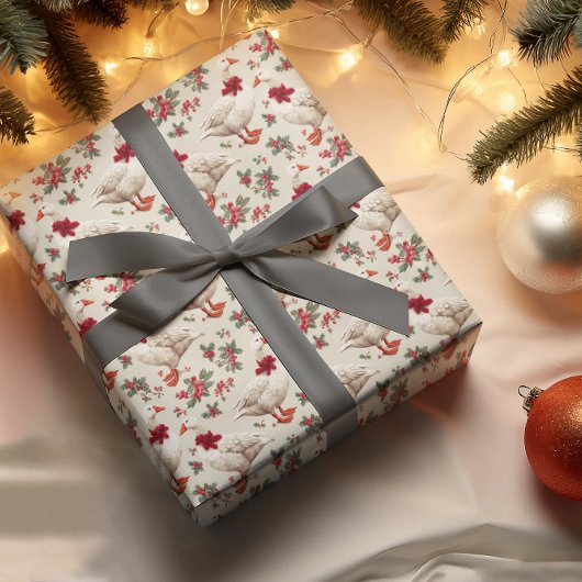 Kerstmis vintage domme gans cadeaupapier