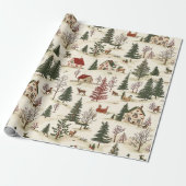 Kerstmis Vintage Dorp  Cadeaupapier (Uitgerold)