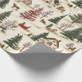 Kerstmis Vintage Dorp  Cadeaupapier (Hoek)