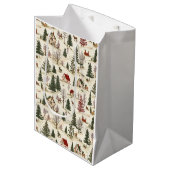 Kerstmis Vintage Dorp  Medium Cadeauzakje (Voorkant Gekanteld)