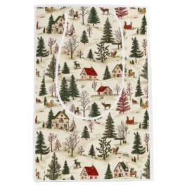 Kerstmis Vintage Dorp Medium Cadeauzakje