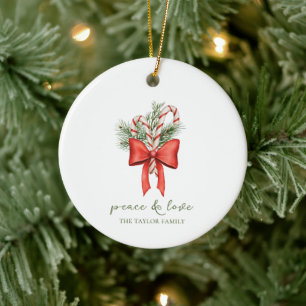 Kerstmis Vintage Eenvoudige Suikerstok Boog Vrede Keramisch Ornament