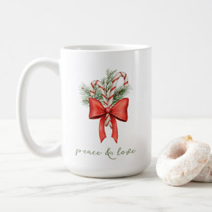 Kerstmis Vintage Eenvoudige Suikerstok Boog Vrede Koffiemok
