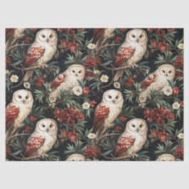 Kerstmis vintage fantasie bloemmotief met uil tissuepapier