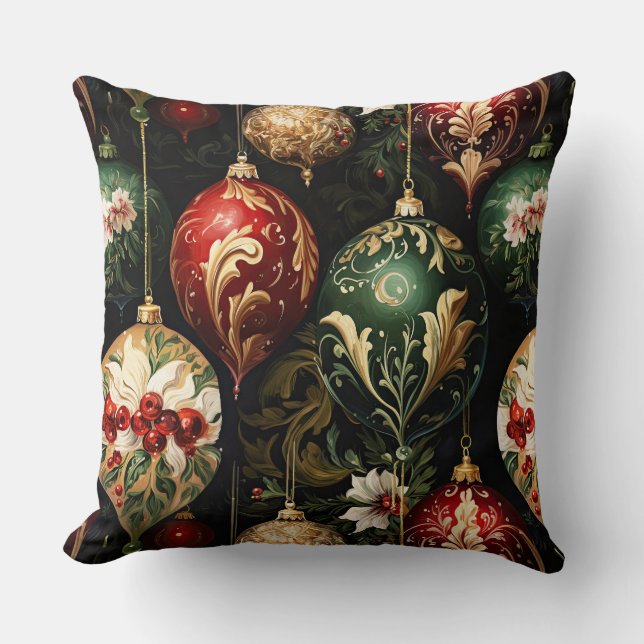 Kerstmis vintage fantasie bloempatroon kussen (Voorkant)