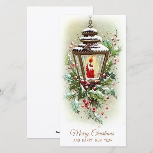 Kerstmis vintage feestdagenkaart (Voorkant / Achterkant)