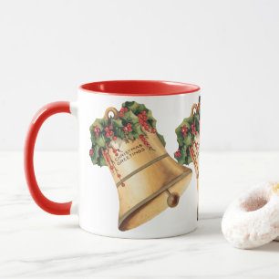 Kerstmis Vintage Gouden Bellen, Seizoensgroeten Mok