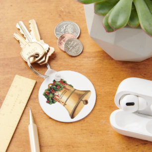 Kerstmis Vintage Gouden Bellen, Seizoensgroeten Sleutelhanger