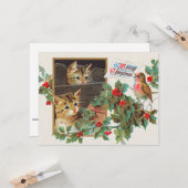 Kerstmis vintage illustratie 1911 kaart (Voorkant / Achterkant in situ)