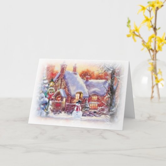 Kerstmis Vintage Kaart (Gele Bloem)