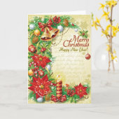 Kerstmis vintage kaart (Gele Bloem)