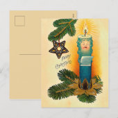 Kerstmis Vintage Kaart Kartonnen Kaars (Voorkant / Achterkant)