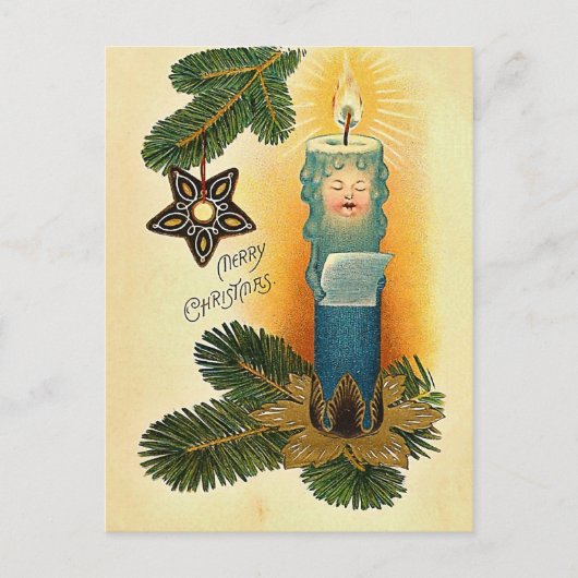Kerstmis Vintage Kaart Kartonnen Kaars (Voorkant)