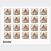 Kerstmis Vintage Kardinaal Cadeau Sticker (Vel)