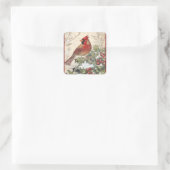 Kerstmis Vintage Kardinaal Cadeau Sticker (Tas)