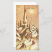 Kerstmis Vintage Kerk Stille Nacht Feestdagenkaart (Voorkant / Achterkant)