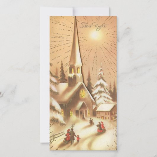 Kerstmis Vintage Kerk Stille Nacht Feestdagenkaart (Voorkant)