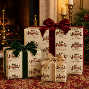 Kerstmis Vintage Kerstman slee rit Persoonlijk Cadeaupapier