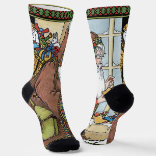 Kerstmis Vintage, Kerstman Speelgoed Klompen Schoe Sokken