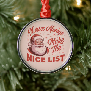 Kerstmis Vintage Kerstman Verpleegsters Staan Op D Metalen Ornament