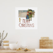 Kerstmis Vintage Kinderen en Cherubijnen Poster (Keuken)
