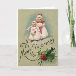 Kerstmis Vintage Kinderen Feestdagen Kaart